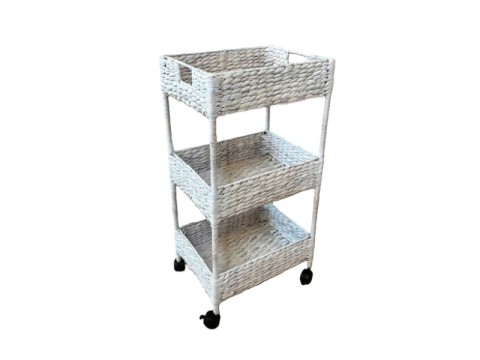 Exquisite 3-Tier Water Hyacinth Rolling Nursery Caddy